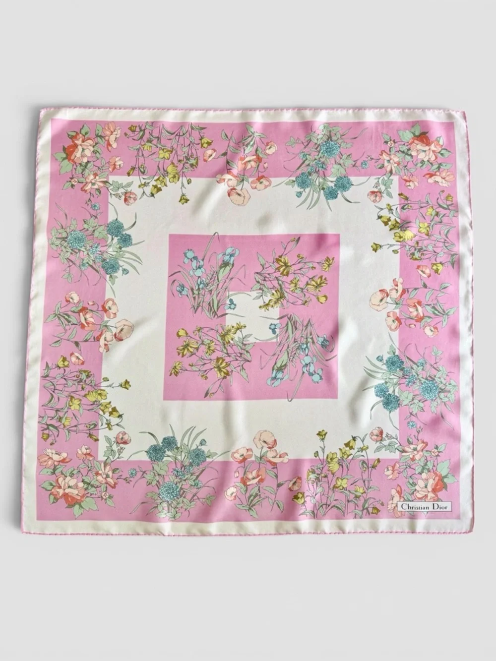Christian Dior Floral Print Silk Scarf
